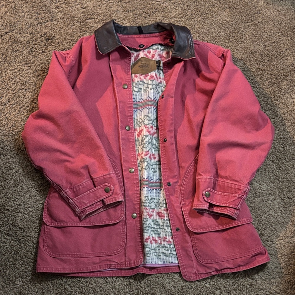 Woolrich Red/pink Jacket with Brown Collar